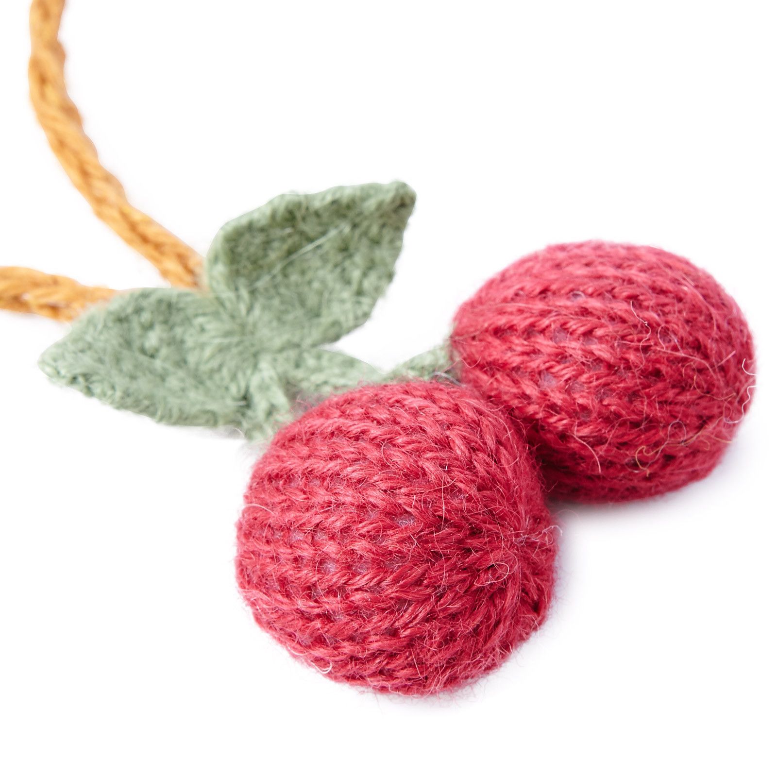 Baby Red Cherry Alpaca Wool Knitted Cherry Trims Necklace - CÉMAROSE | Children's Fashion Store - 2