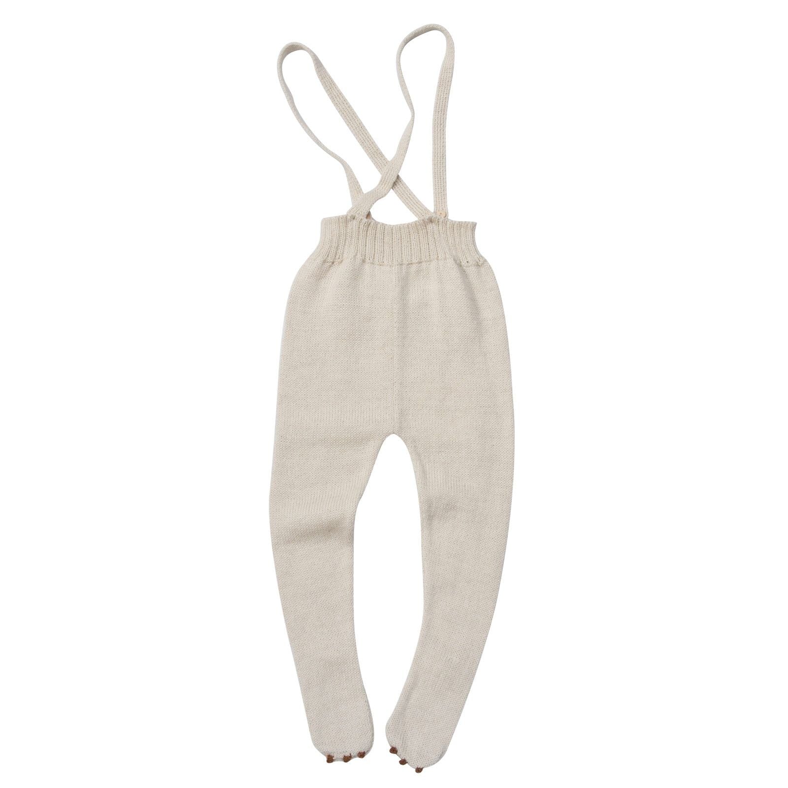 Baby White Alpaga Wool Footie Suspender Trouser - CÉMAROSE | Children's Fashion Store