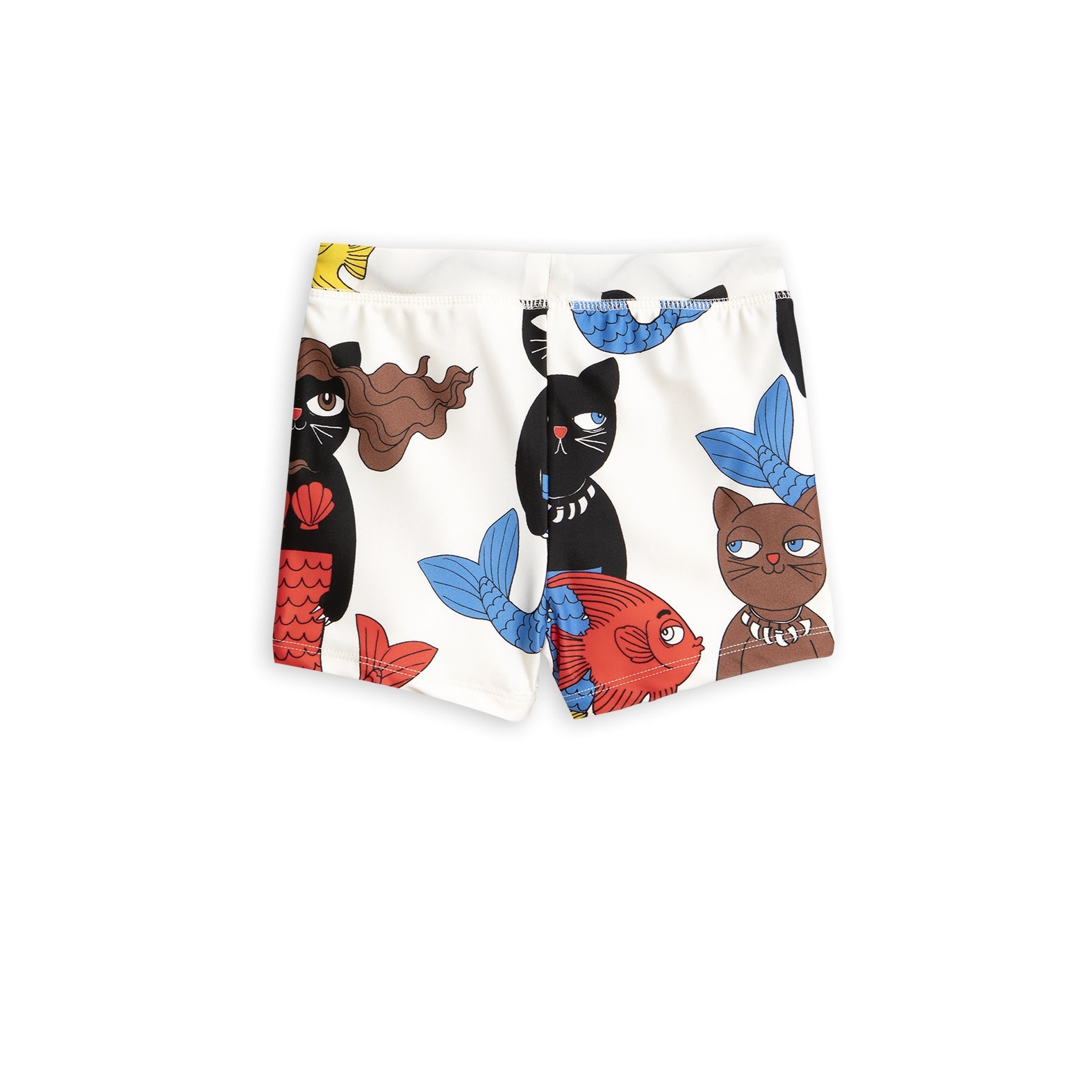 Girls Beige Cat & Fish Swim Shorts