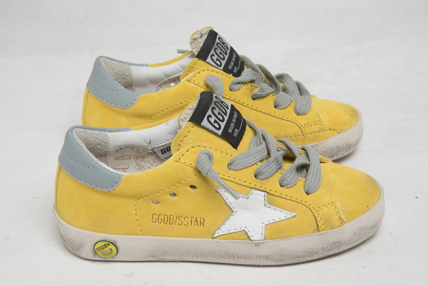 Girls Yellow & White Star Leather Shoes