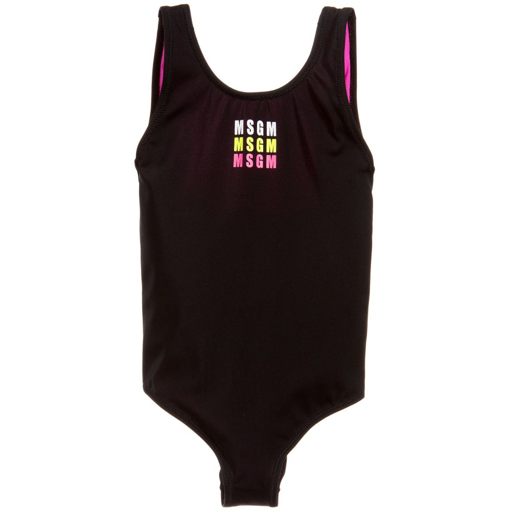 Girls Black Logo Swimsuit