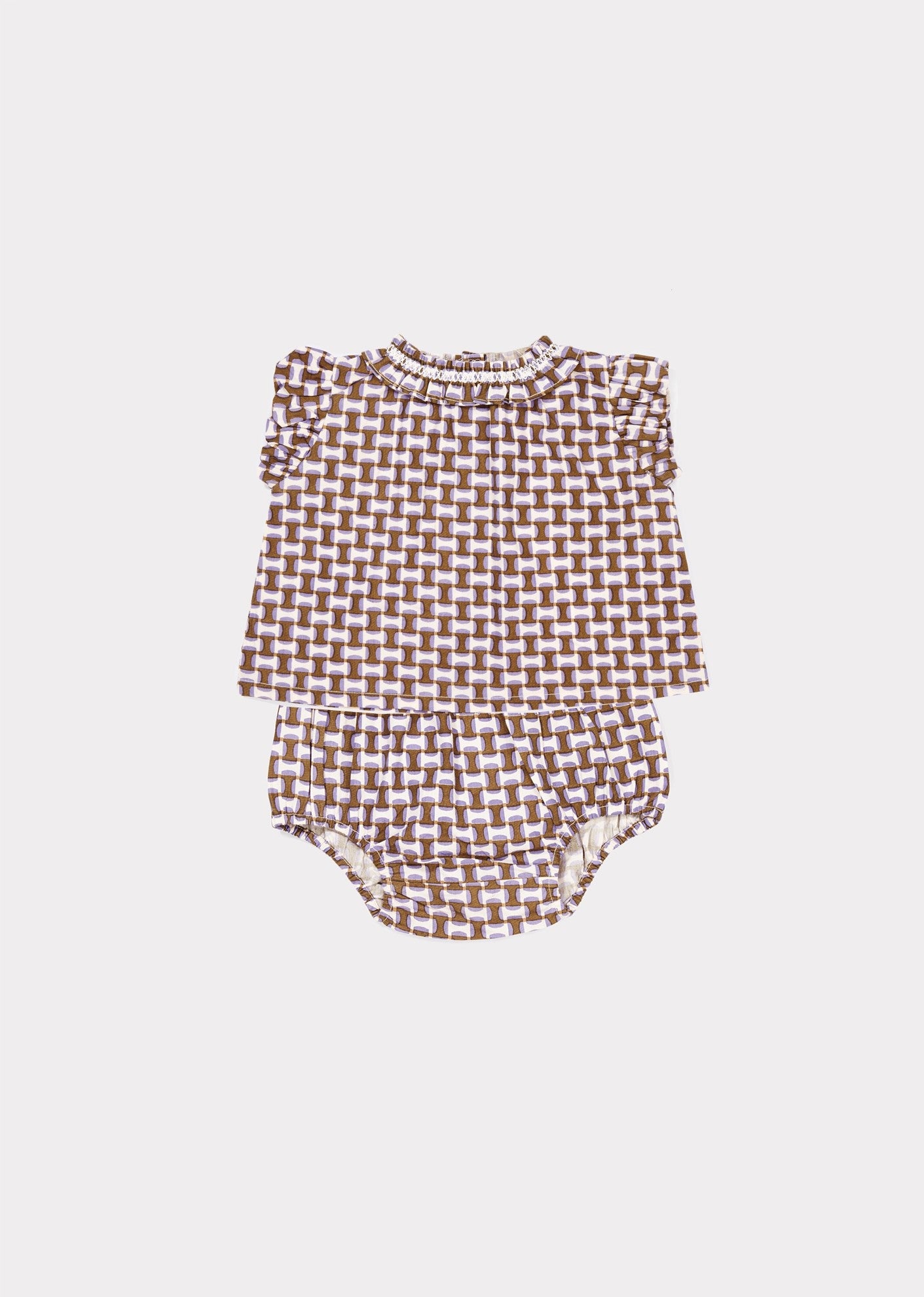 Baby Girls Lilac Geo Print Cotton Sets