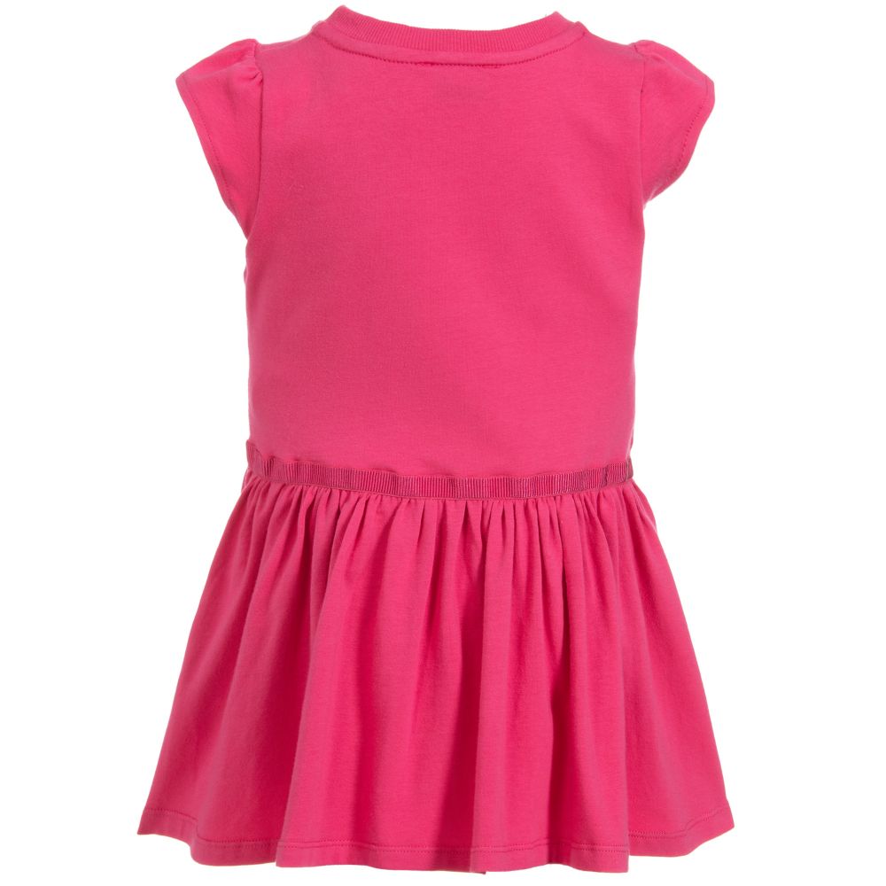 Girls Fuxia Teddy Cotton Dress