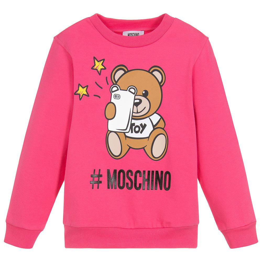 Girls Fuxia Print Cotton Sweatshirt