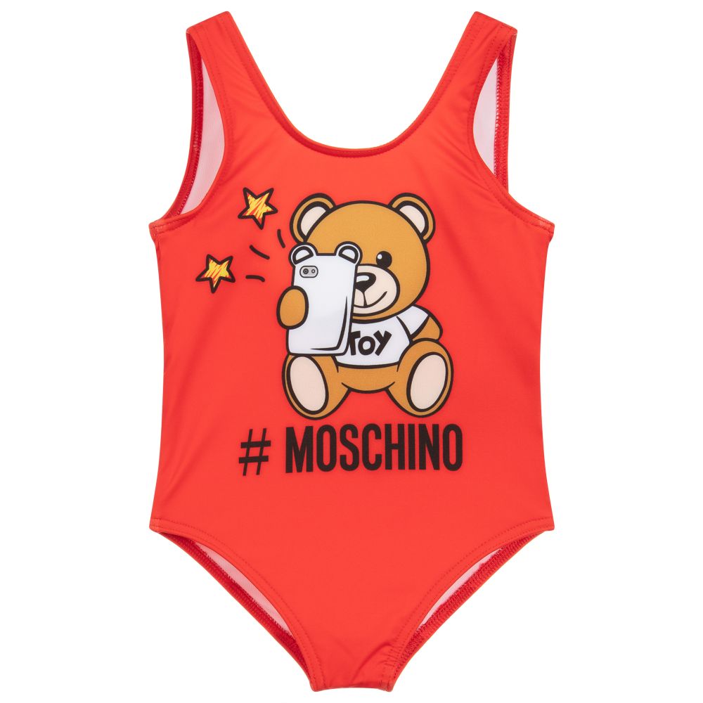 Baby Girls Red Teddy Swimsuit