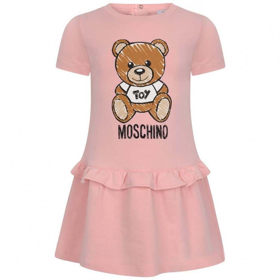 Baby Girls Pink Teddy Cotton Dress