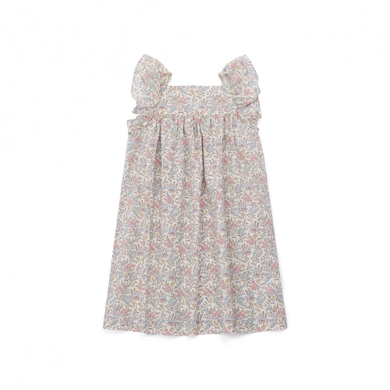 Girls Lavender Printed Cotton Dress