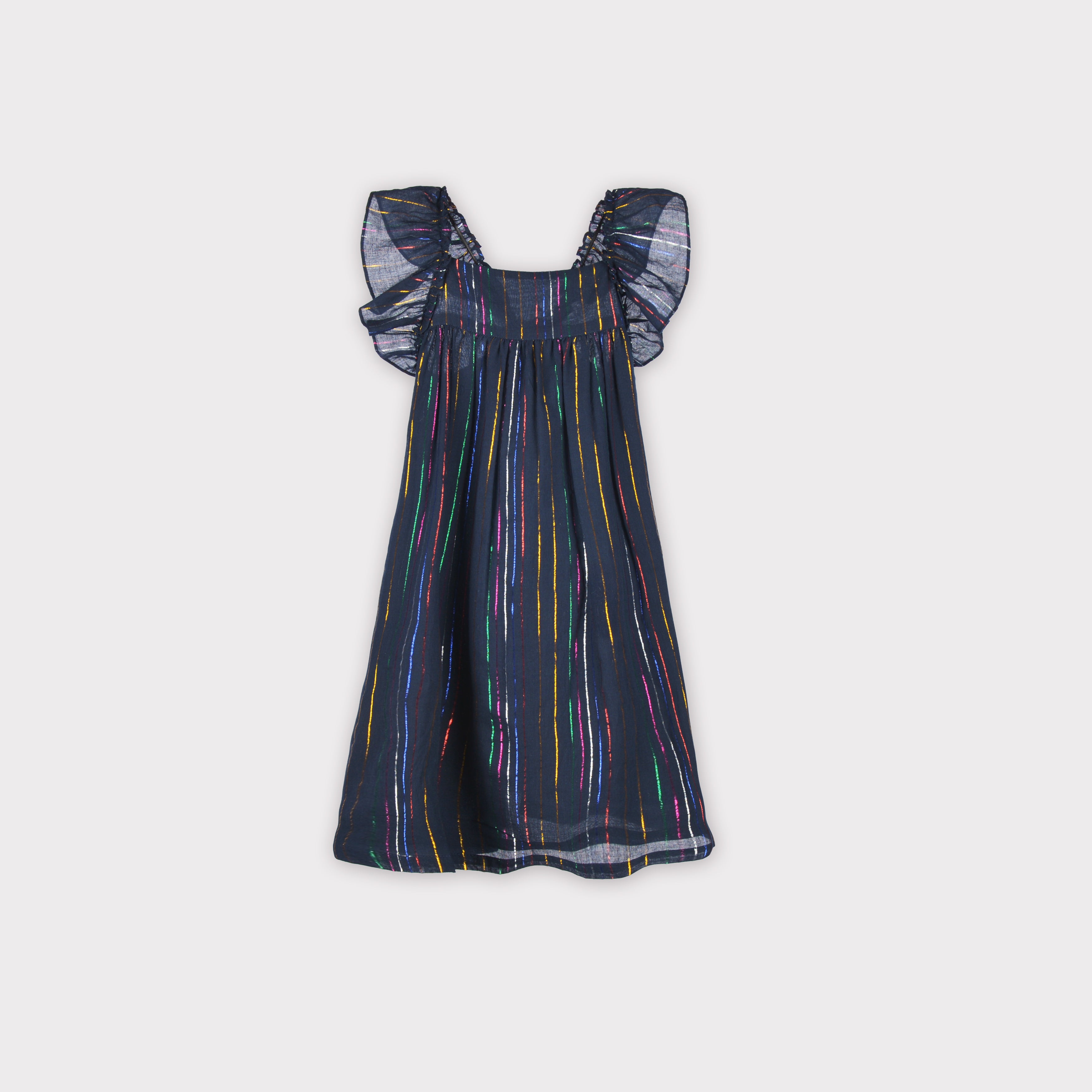 Girls Black Stripes Cotton Dress