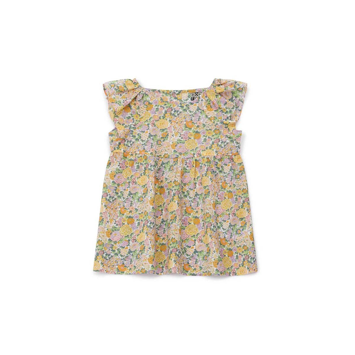 Girls Yellow Printed Cotton Top