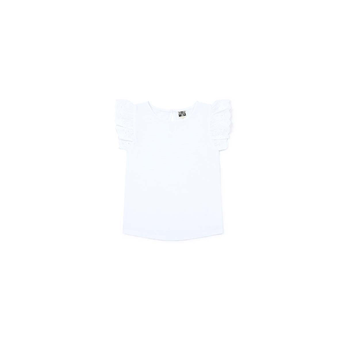 Girls White Cotton T-shirt