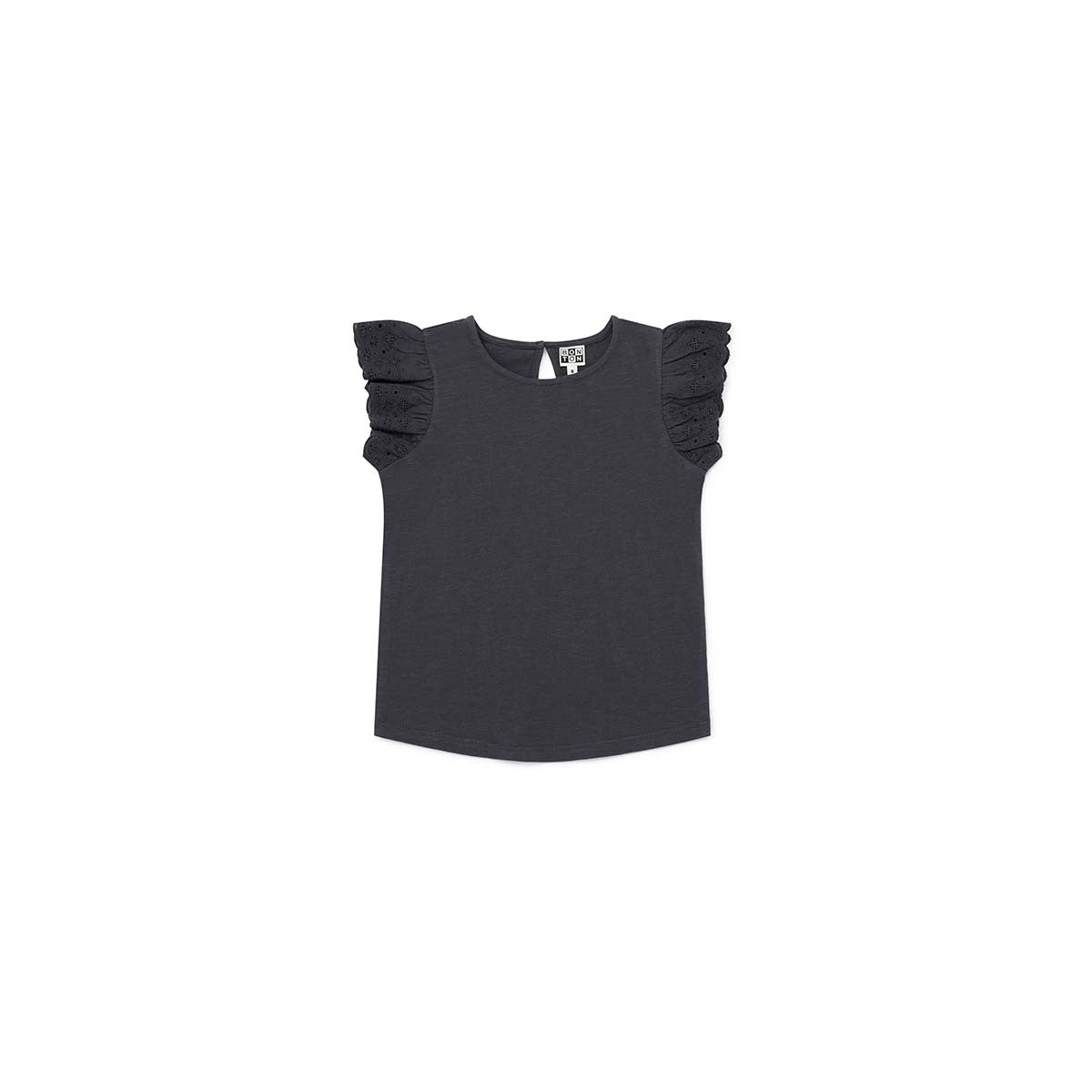 Girls Black Cotton T-shirt