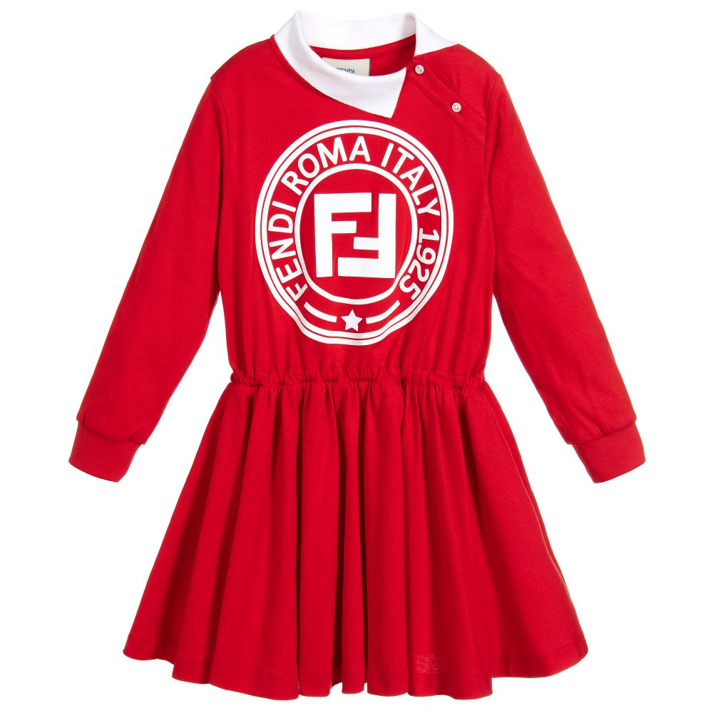 Girls Red Logo Cotton Dress