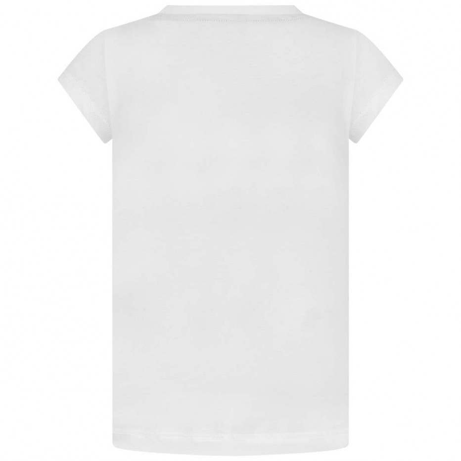 Girls White Slogan Printed T-shirt