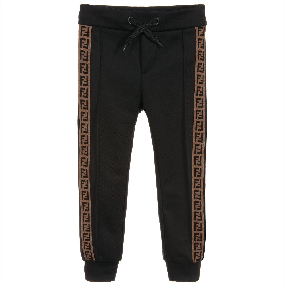 Girls Black "FF" Logo Trousers
