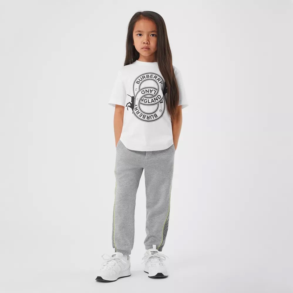 T-shirt blanc à logo pour garçons et filles