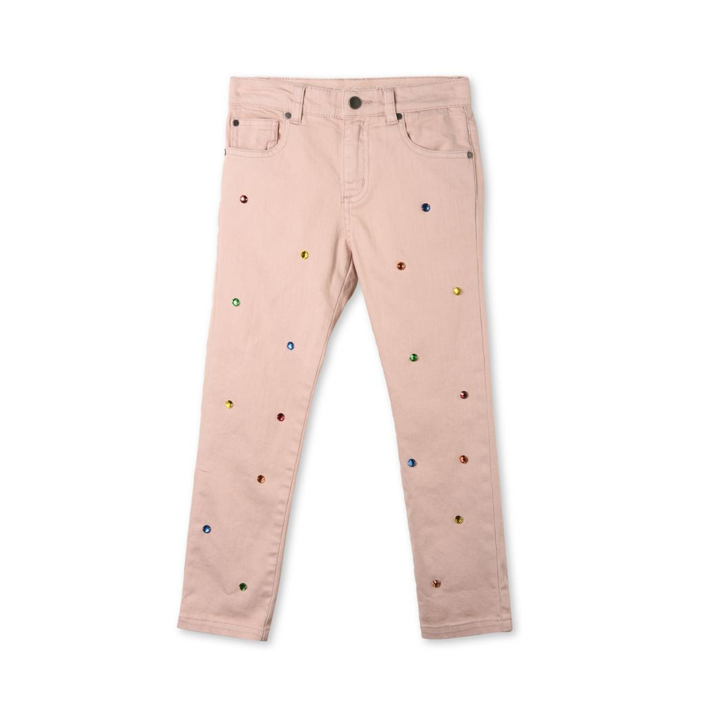Girls Pink Cotton 'Lohan' Trouser With Star Print Trims - CÉMAROSE | Children's Fashion Store - 3