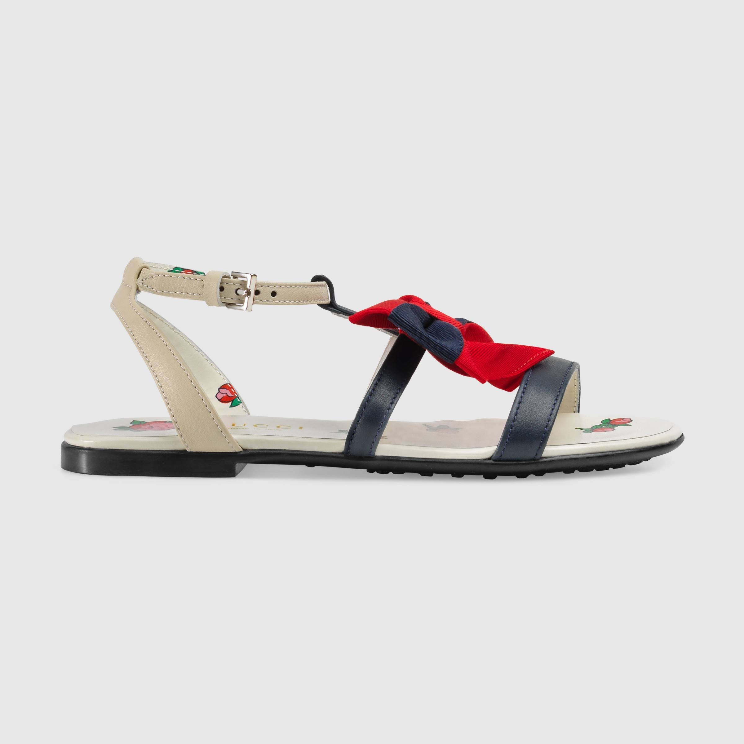 Girls Rice White & Red Bowknot Sandals
