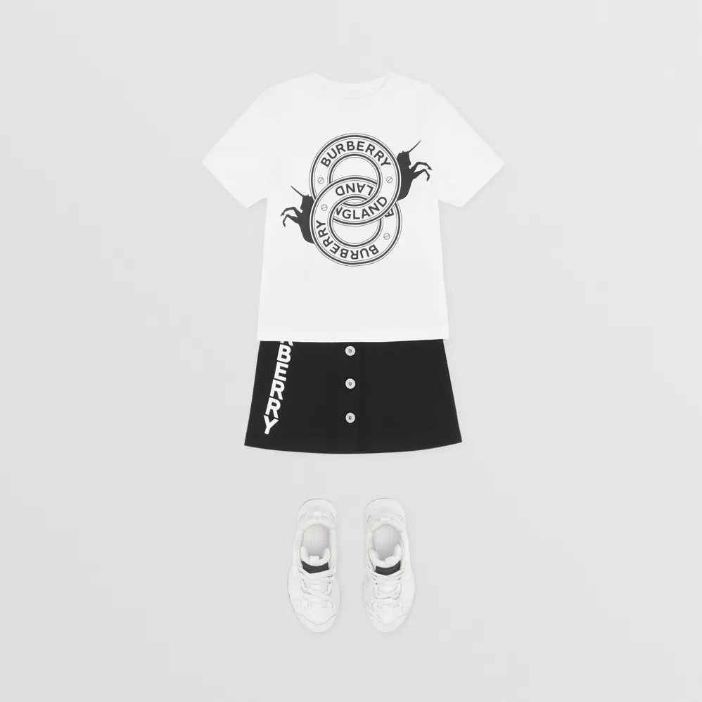 T-shirt blanc à logo pour garçons et filles