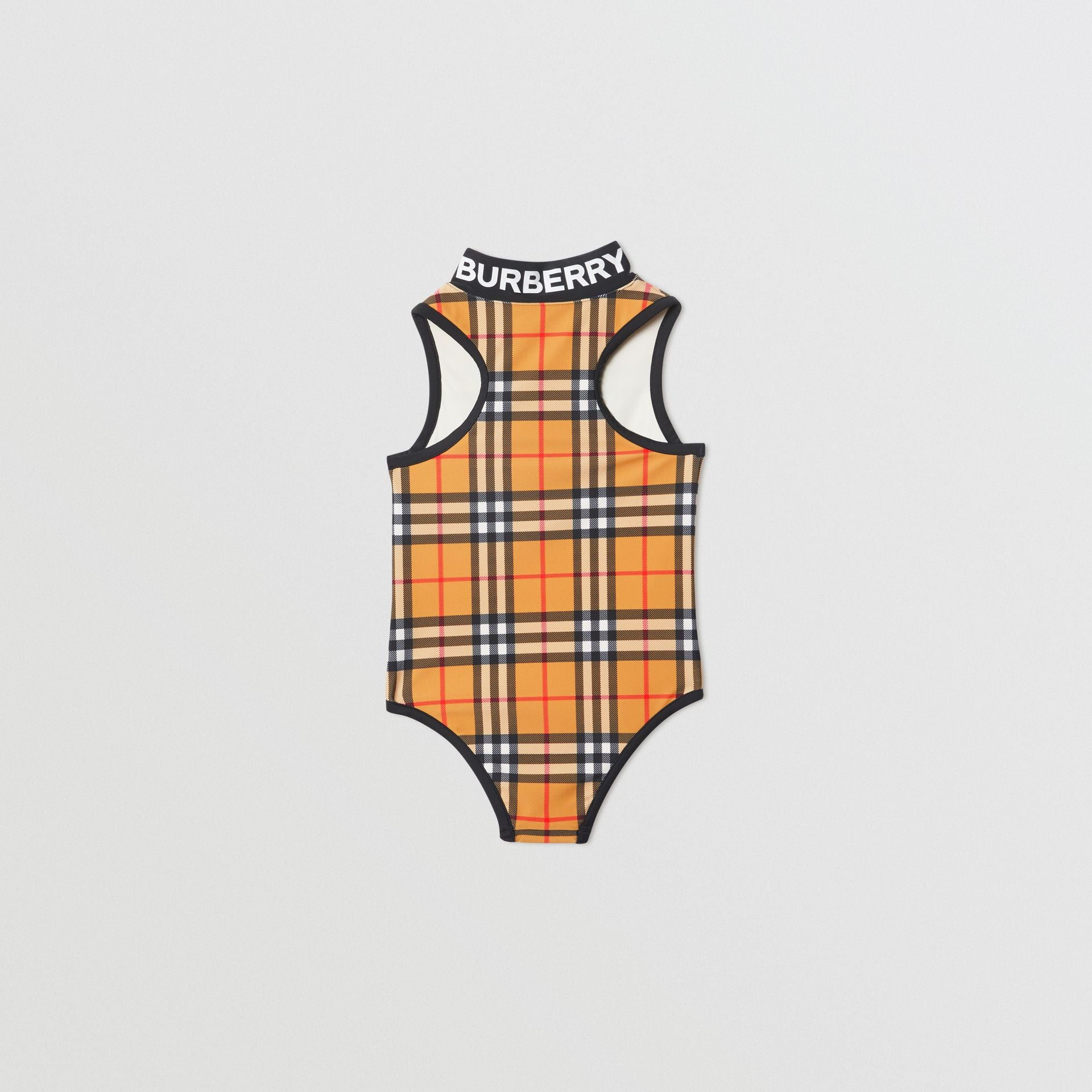 Girls Antique Yellow Check Swimwear