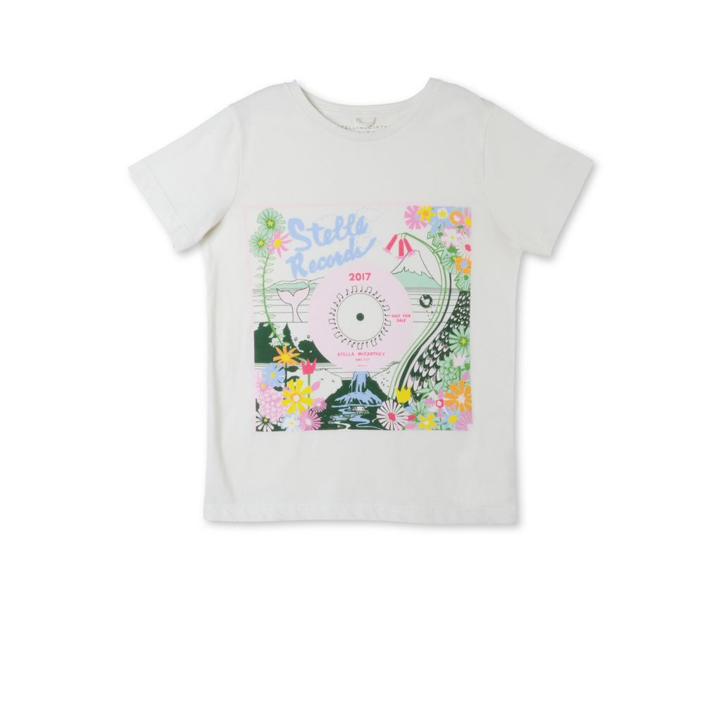 Girls White Arlow Stella Records Print T-shirt - CÉMAROSE | Children's Fashion Store - 1