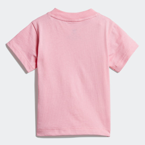 Girls Pink White Trefoil Cotton T-shirt