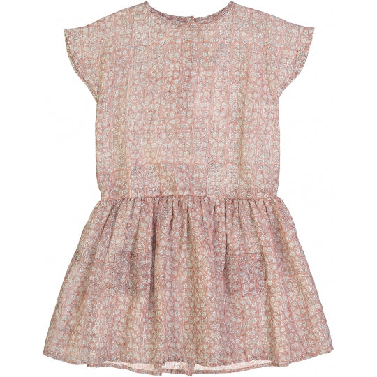 Girls Pink Floral Waist Cotton Dress