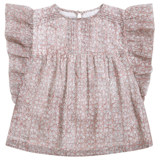 Girls Pink Floral Cotton Blouse
