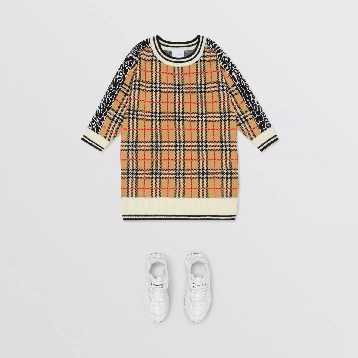 Robe en laine mérinos imprimé léopard pour filles