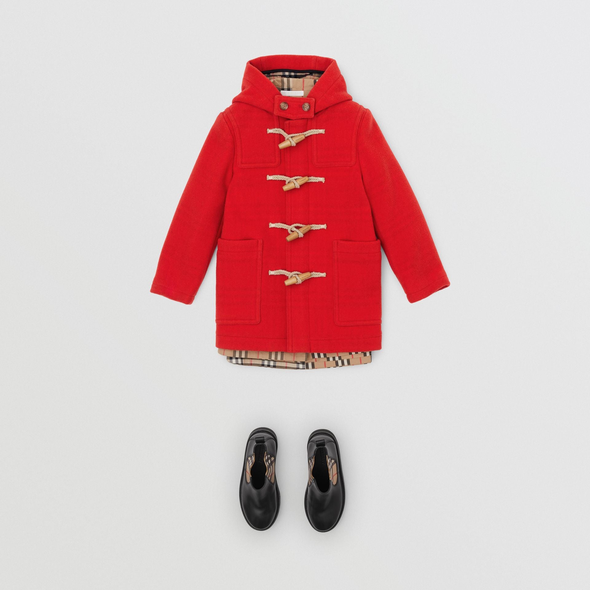 Girls Bright Red Wool Coat
