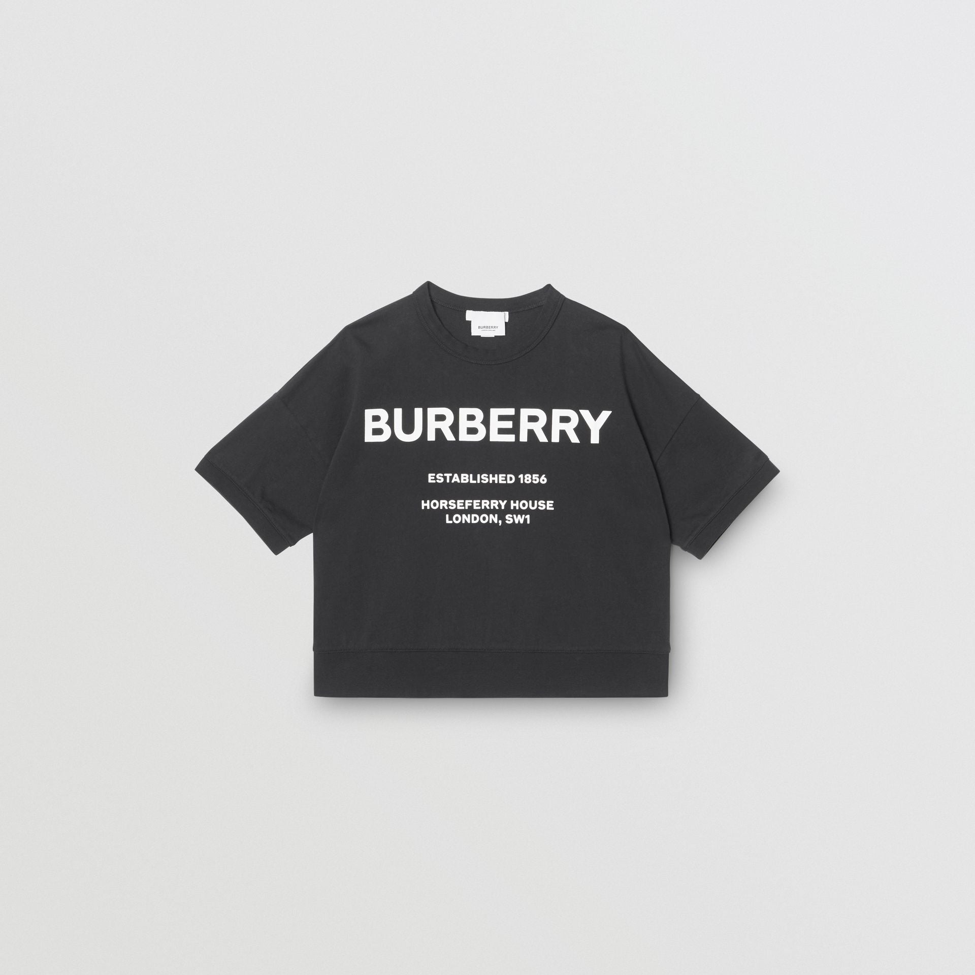 Girls Black Logo Cotton T-shirt