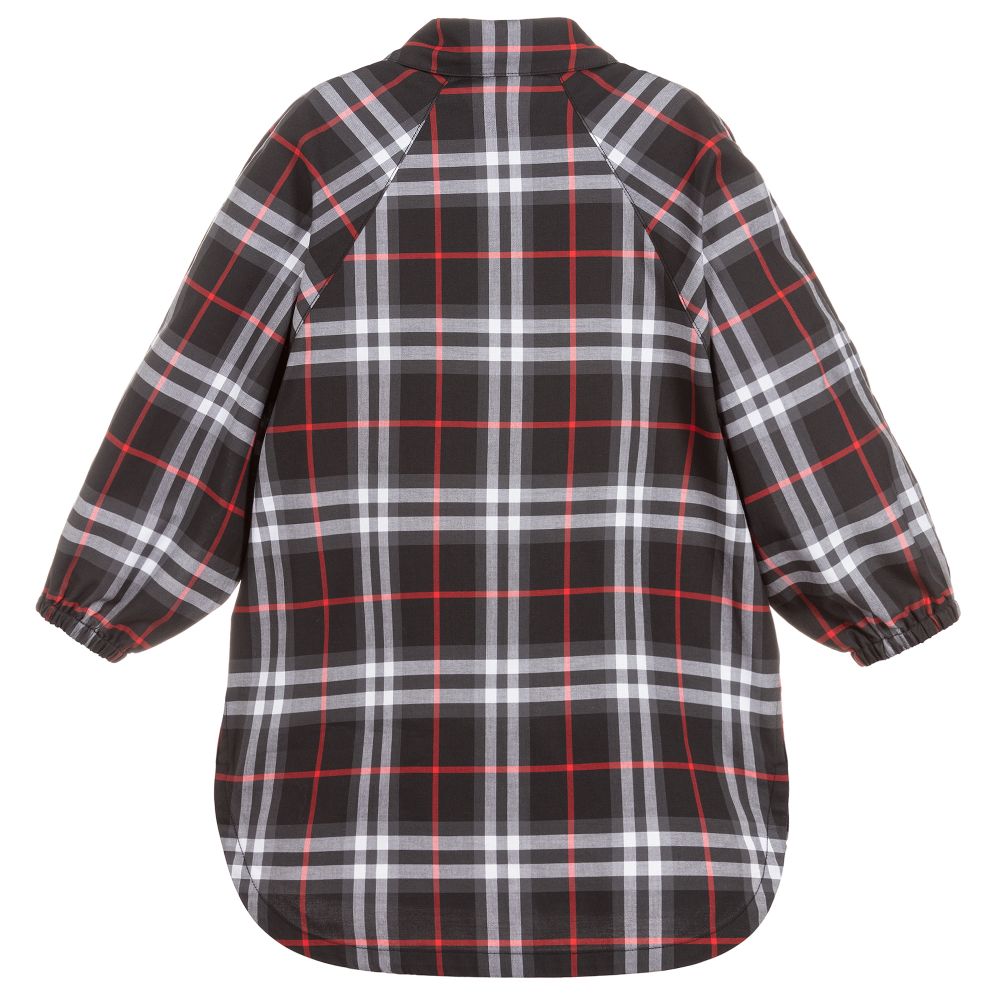 Girls Black Check Cotton Dress