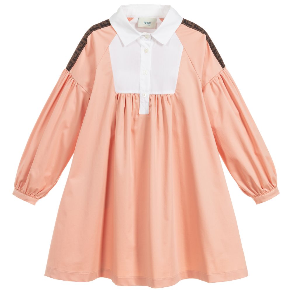 Girls Pink FF Cotton Dress