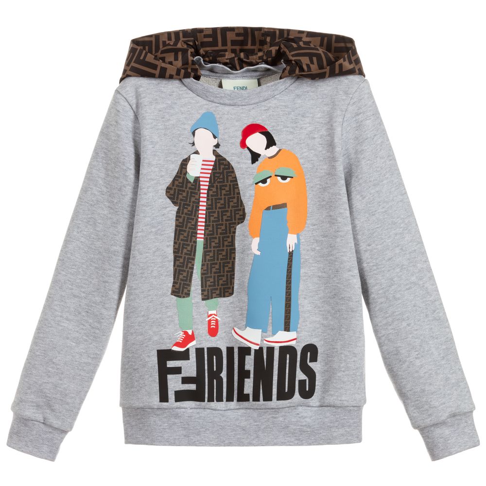 Girls Grey Hooded Cotton Sweatshirt