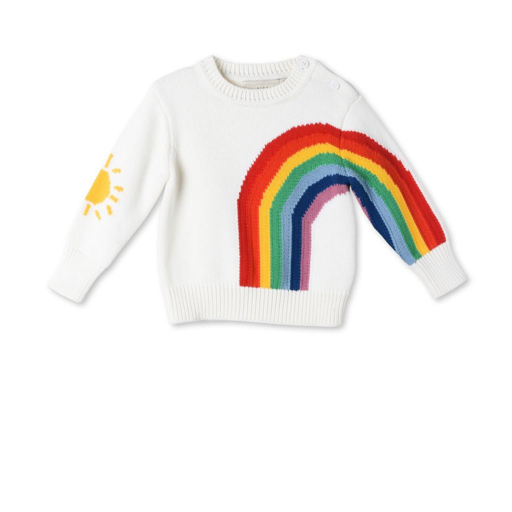 Baby Girls White Rainbow Sweater