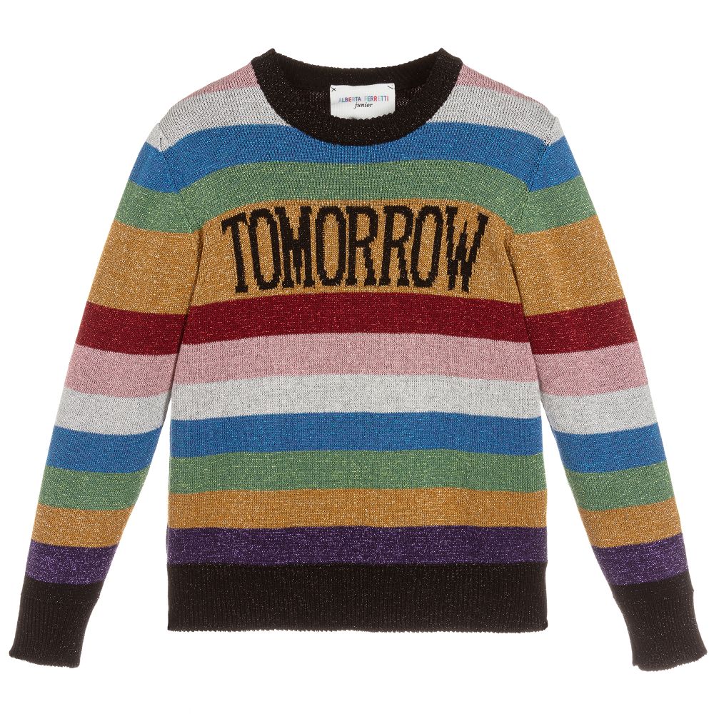 Girls Glittery Stripes Sweater