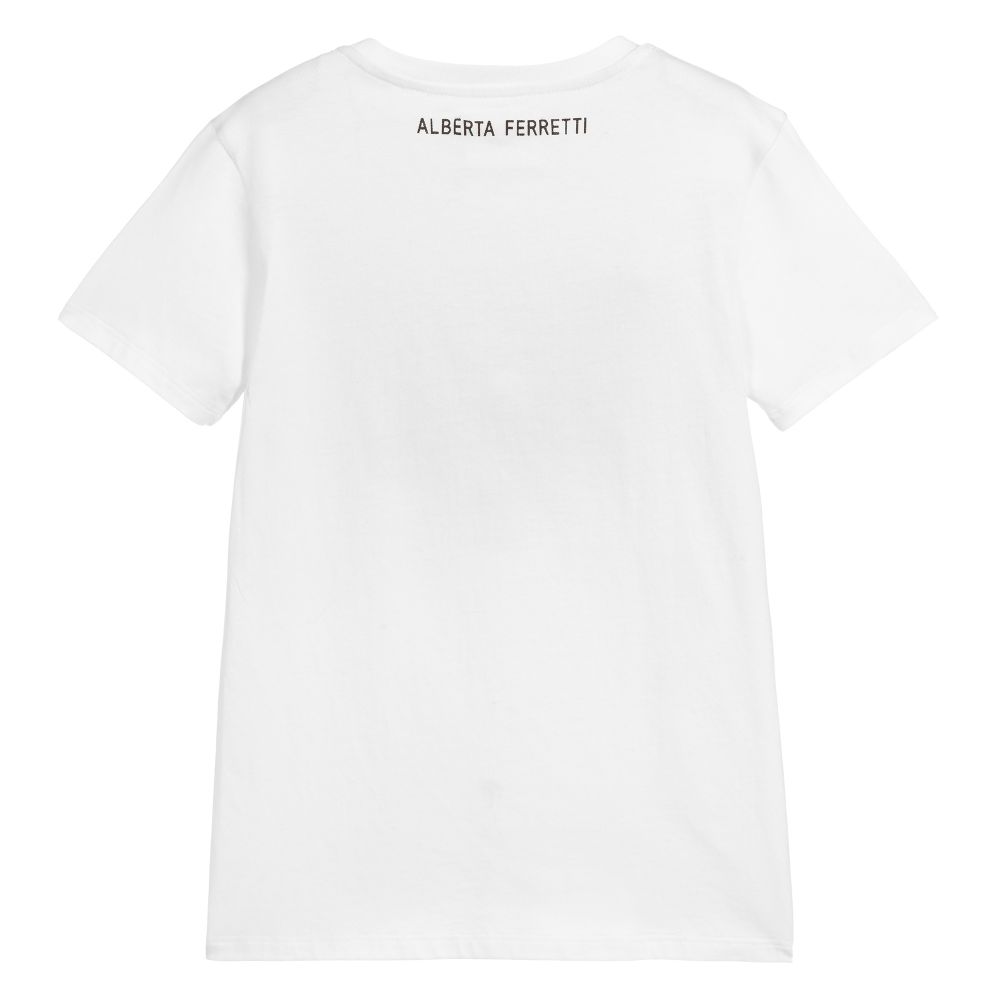 Girls White Logo Cotton T-shirt