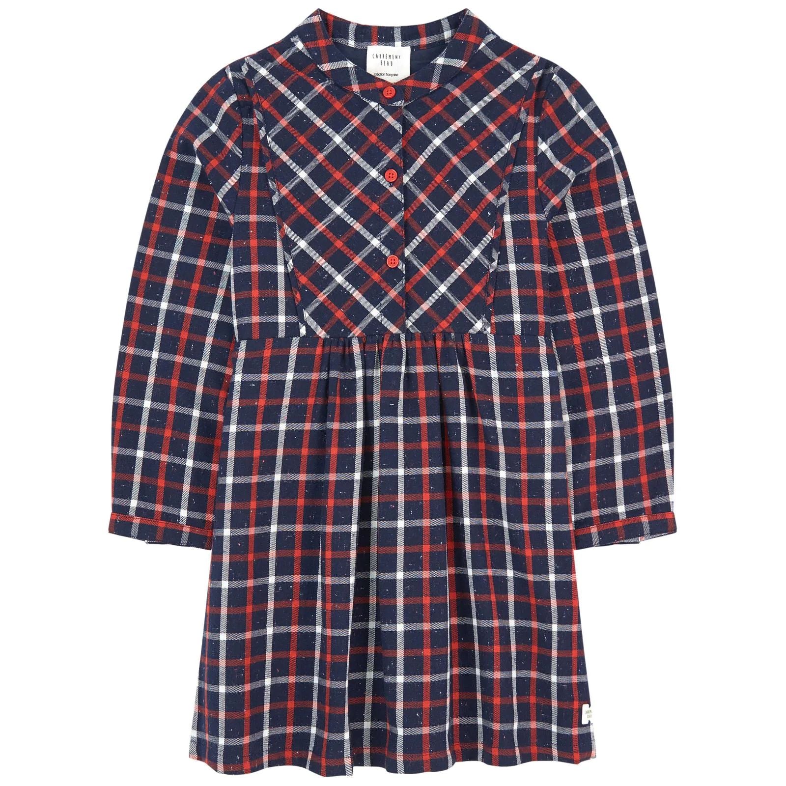 Girls Blue Check Cotton Dress