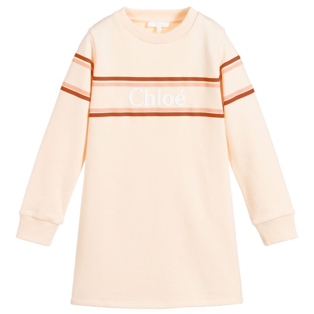 Girls Light Pink Logo Cotton Dress