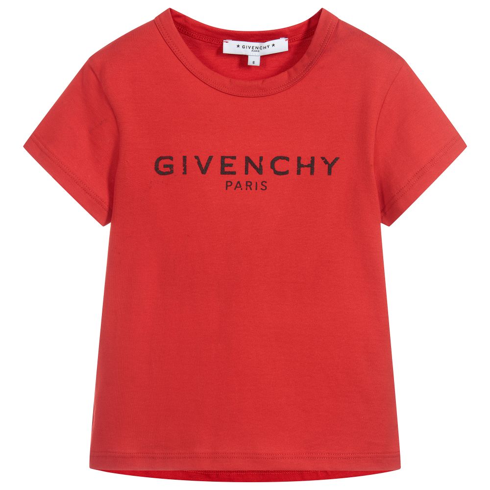 Girls Bright Red Logo Cotton T-shirt