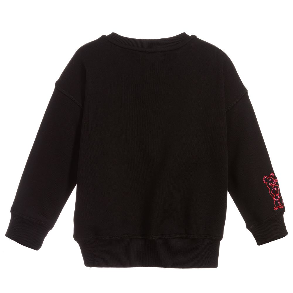 Girls Black Logo Cotton Sweatshirt