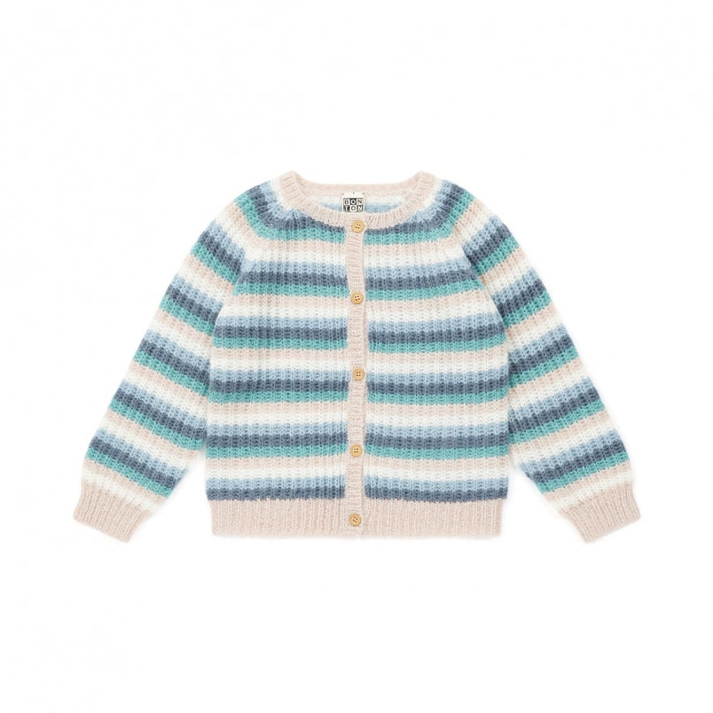 Girls Blue Striped Cardigan