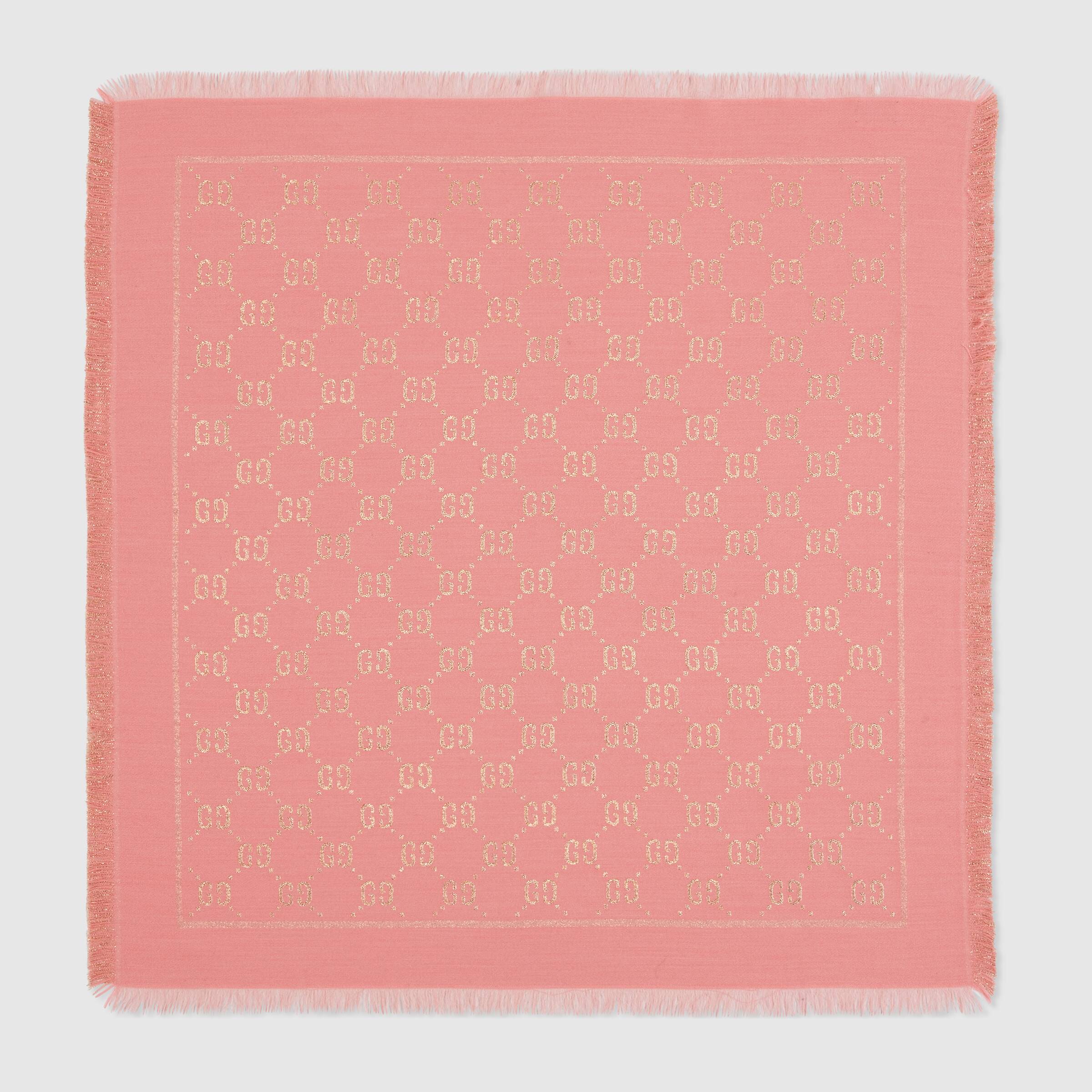 Girls Pink GG Cotton Wool Shawl (31.5"W x 31.5"L)