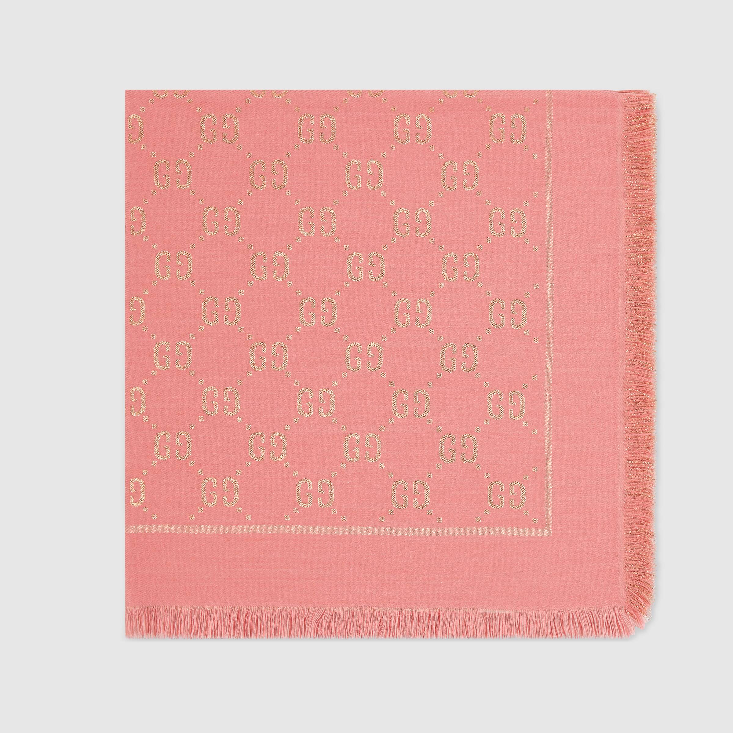 Girls Pink GG Cotton Wool Shawl (31.5"W x 31.5"L)