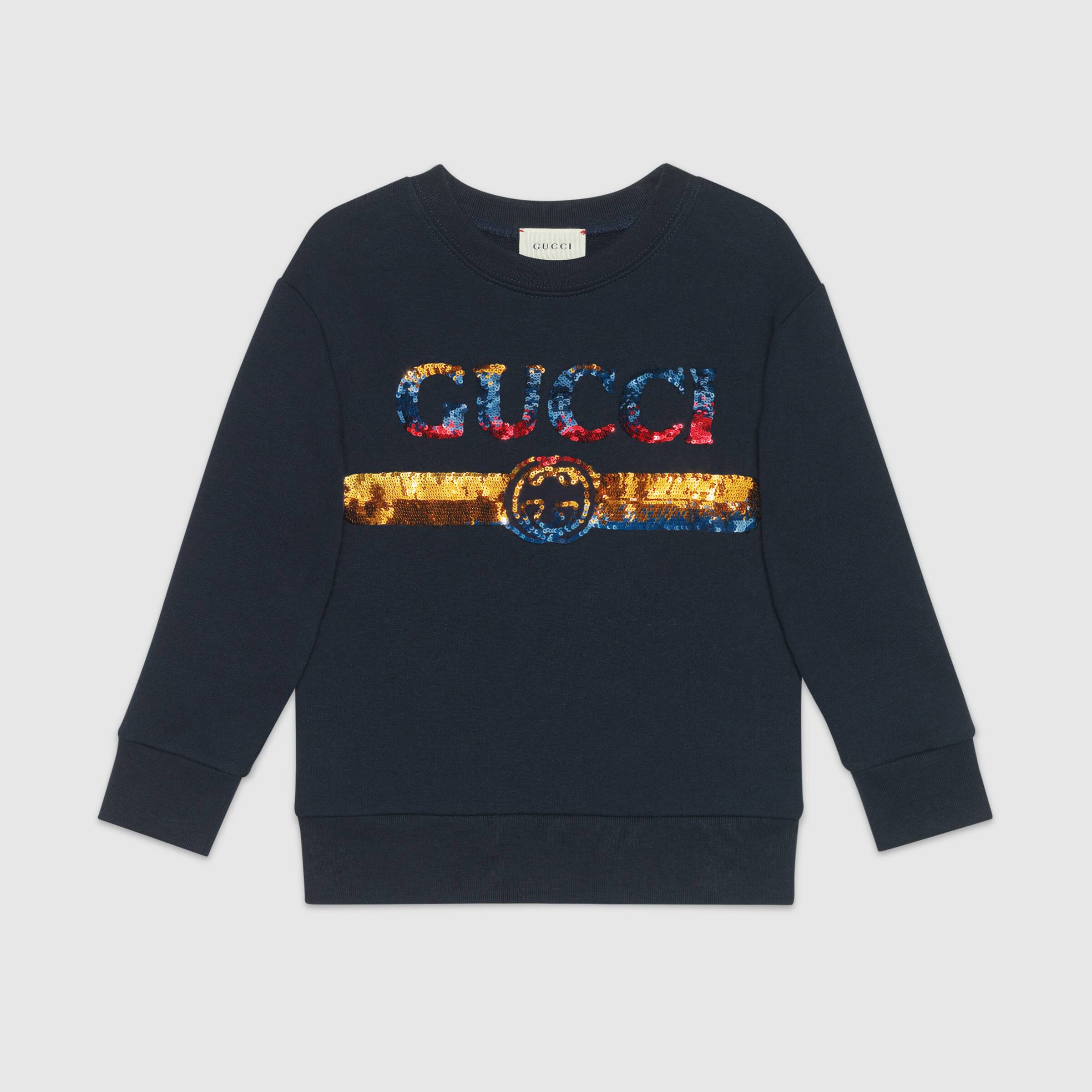 Girls Blue Logo Cotton Sweatshirt