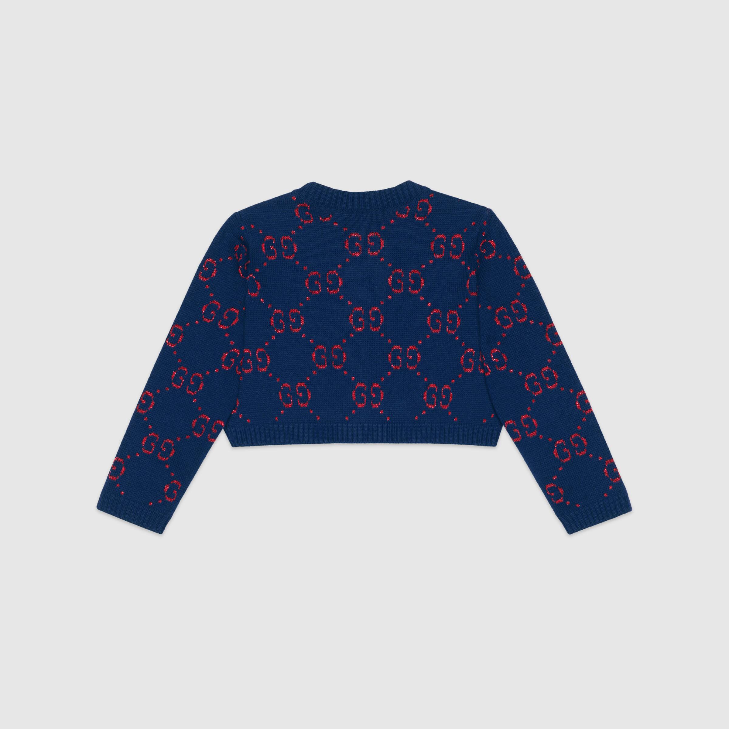 Baby Girls Blue & Red GG Cotton Cardigan