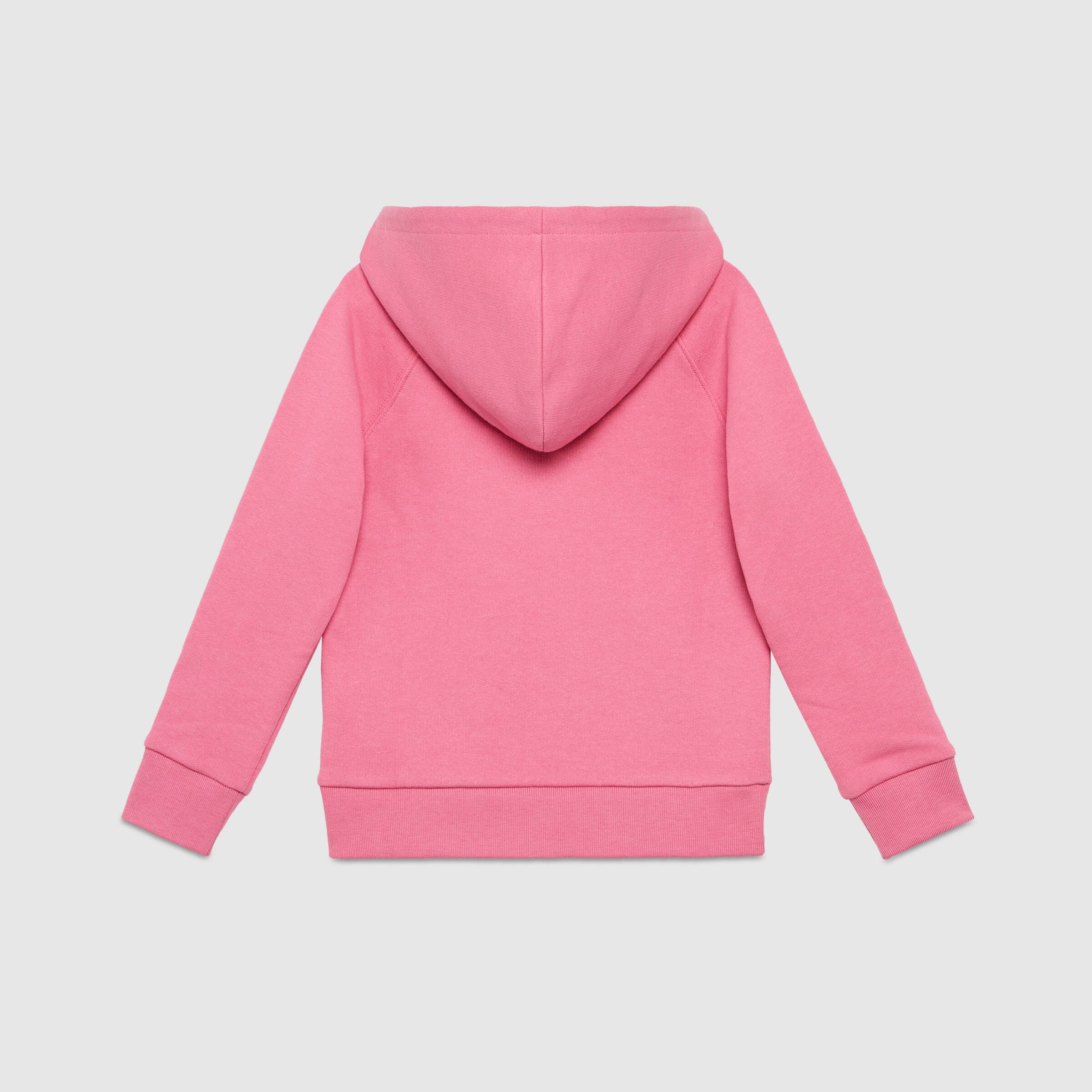Girls Pink Hooded Logo Cotton Sweatshirt