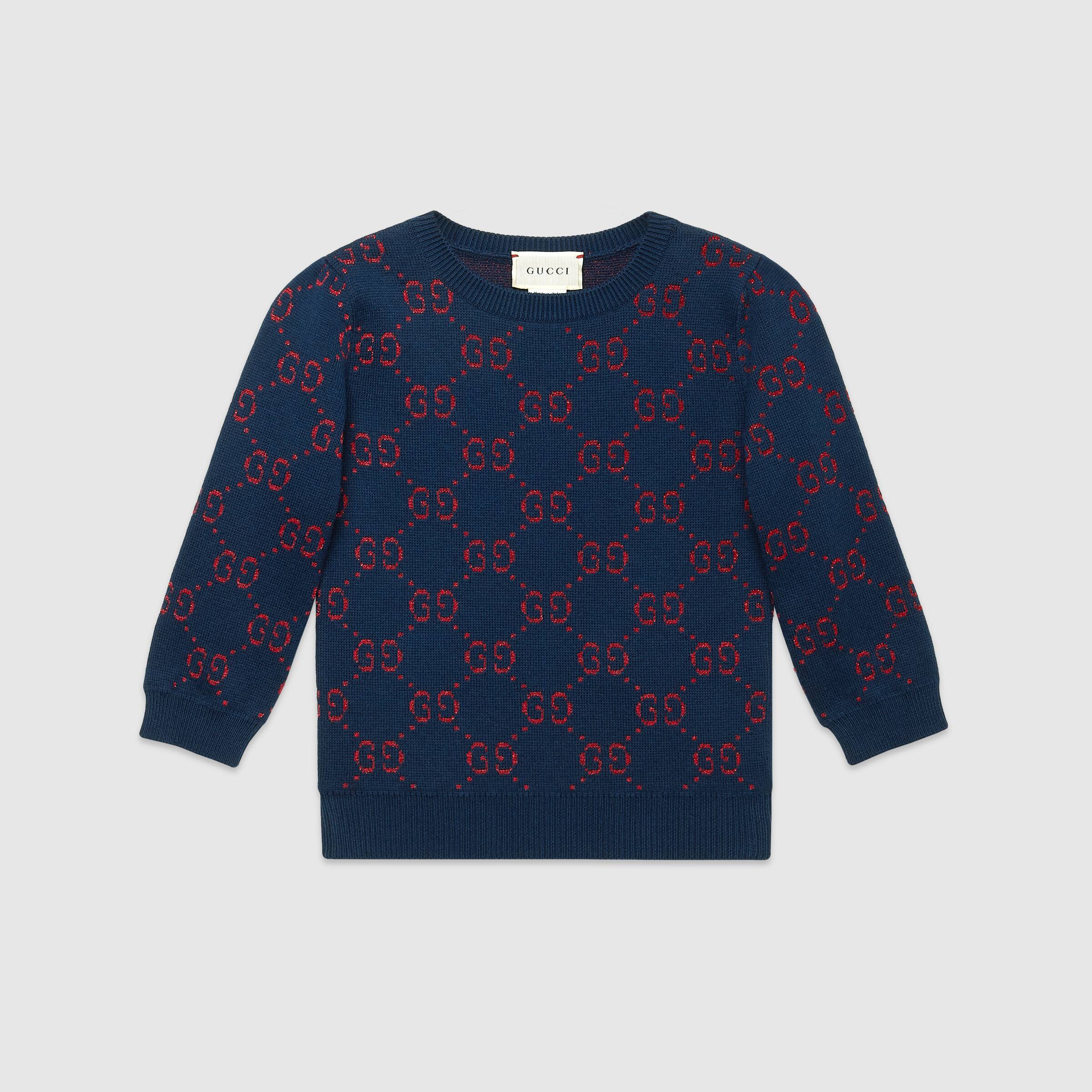 Girls Blue GG Cotton Sweater