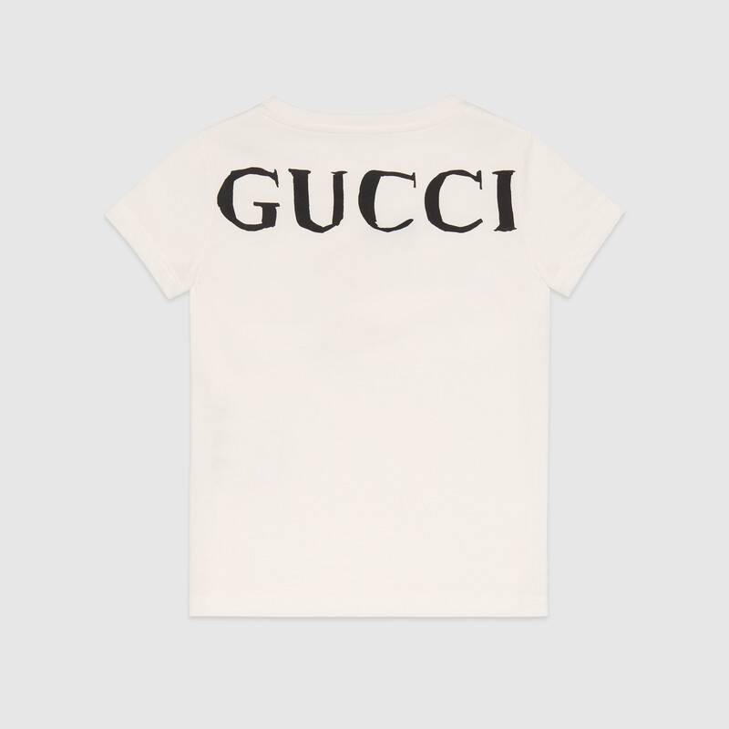 Girls White Printed Cotton T-shirt