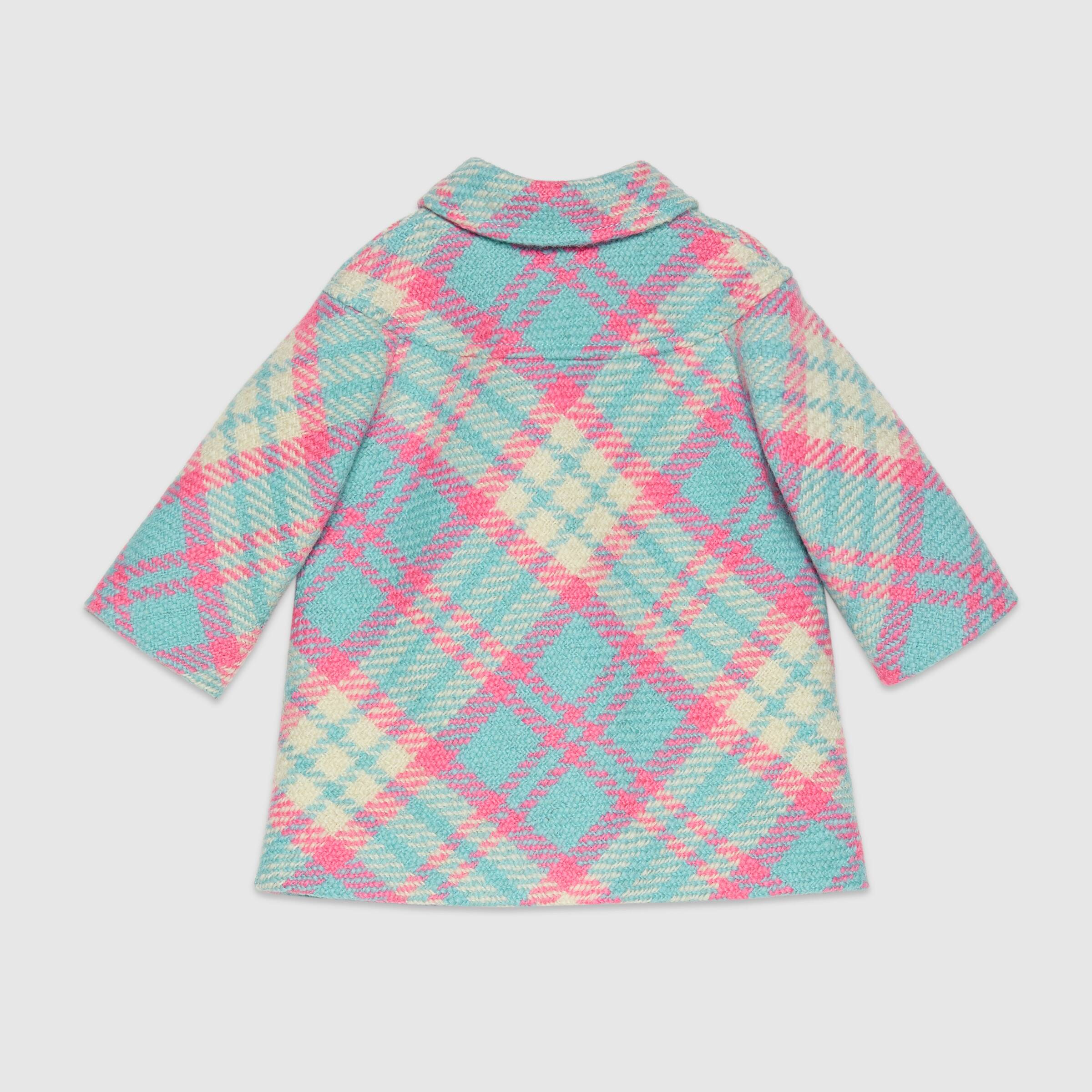 Baby Girls Pink & Light Blue Wool Coat