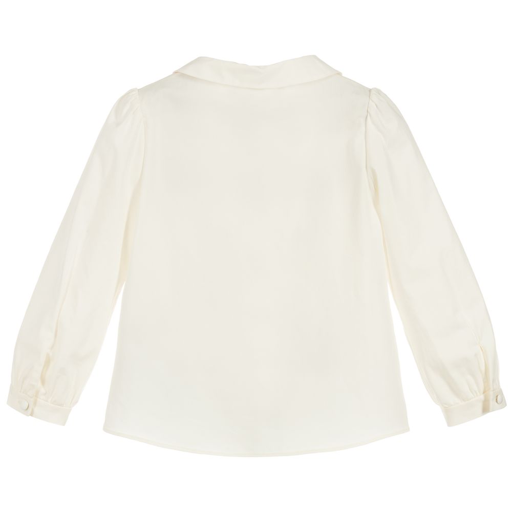 Baby Girls White Embroidered Cotton Shirt